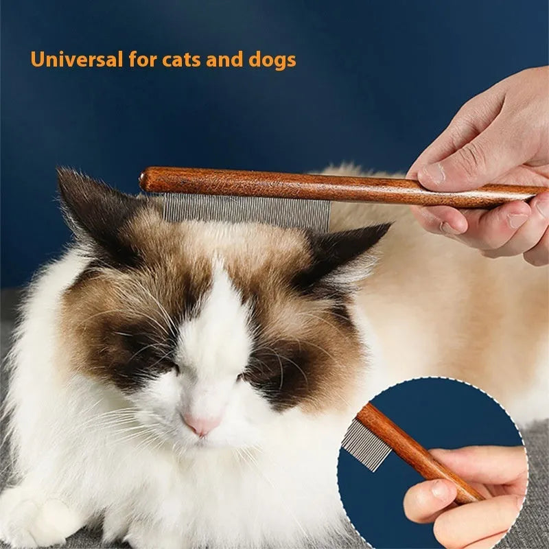 Stainless steel flea comb with dense teeth for dog and cat grooming
