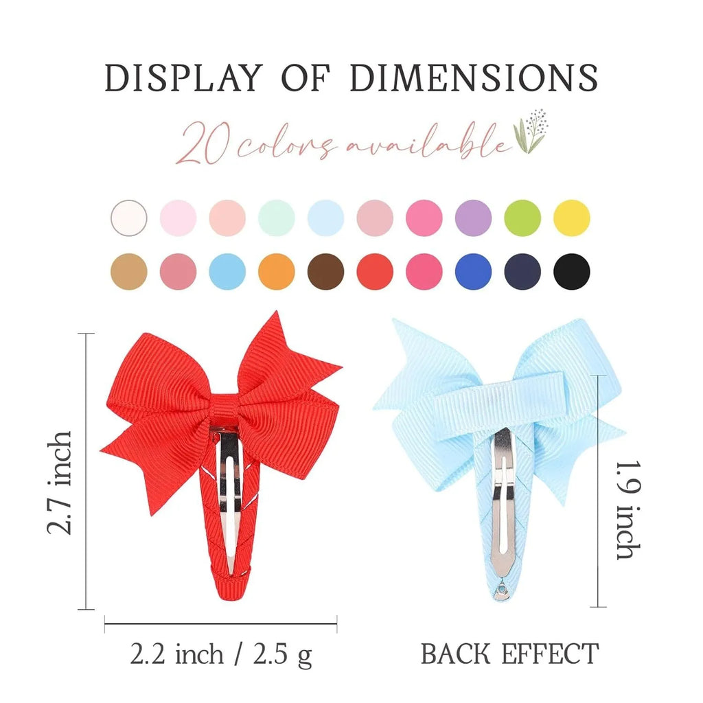 40-piece collection of multi-colour grosgrain ribbon pinwheel hair bows with wrapped snap clips for babies