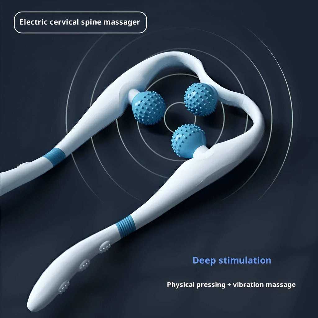Multifunctional neck and body massage instrument in compact design for home health massage