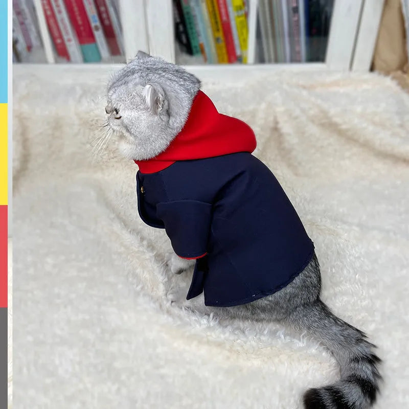 Cat and dog hoodie photo prop in tiger staff yuren colour, small and medium sizes.