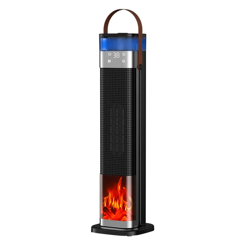 Intelligent vertical heater with humidification function, compact 52.6cm tall design with remote control