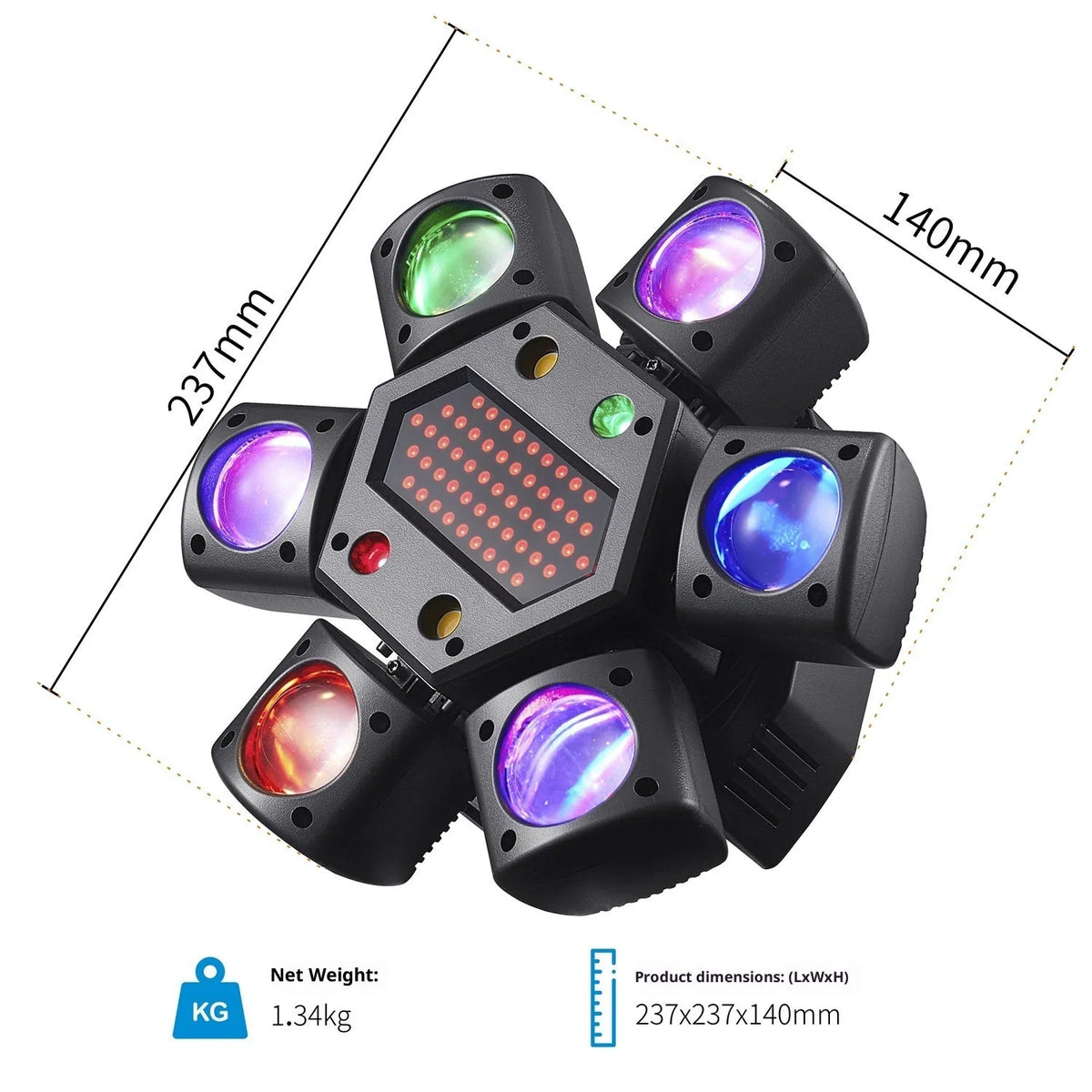 Black voice-controlled mini six-arm moving head laser disco light bar for KTV ambience, AC95V-245V 50Hz