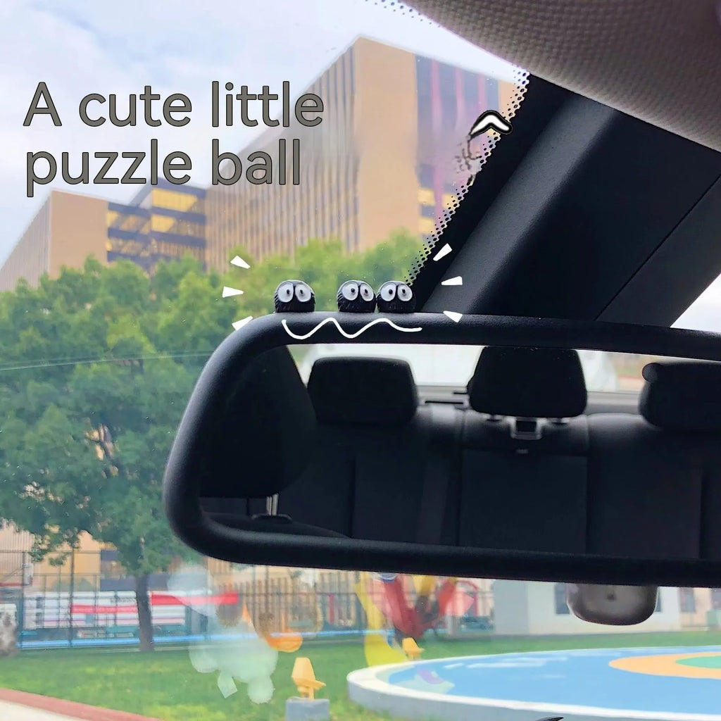 Black resin coal briquette car dashboard ornament with traceless mounting tape