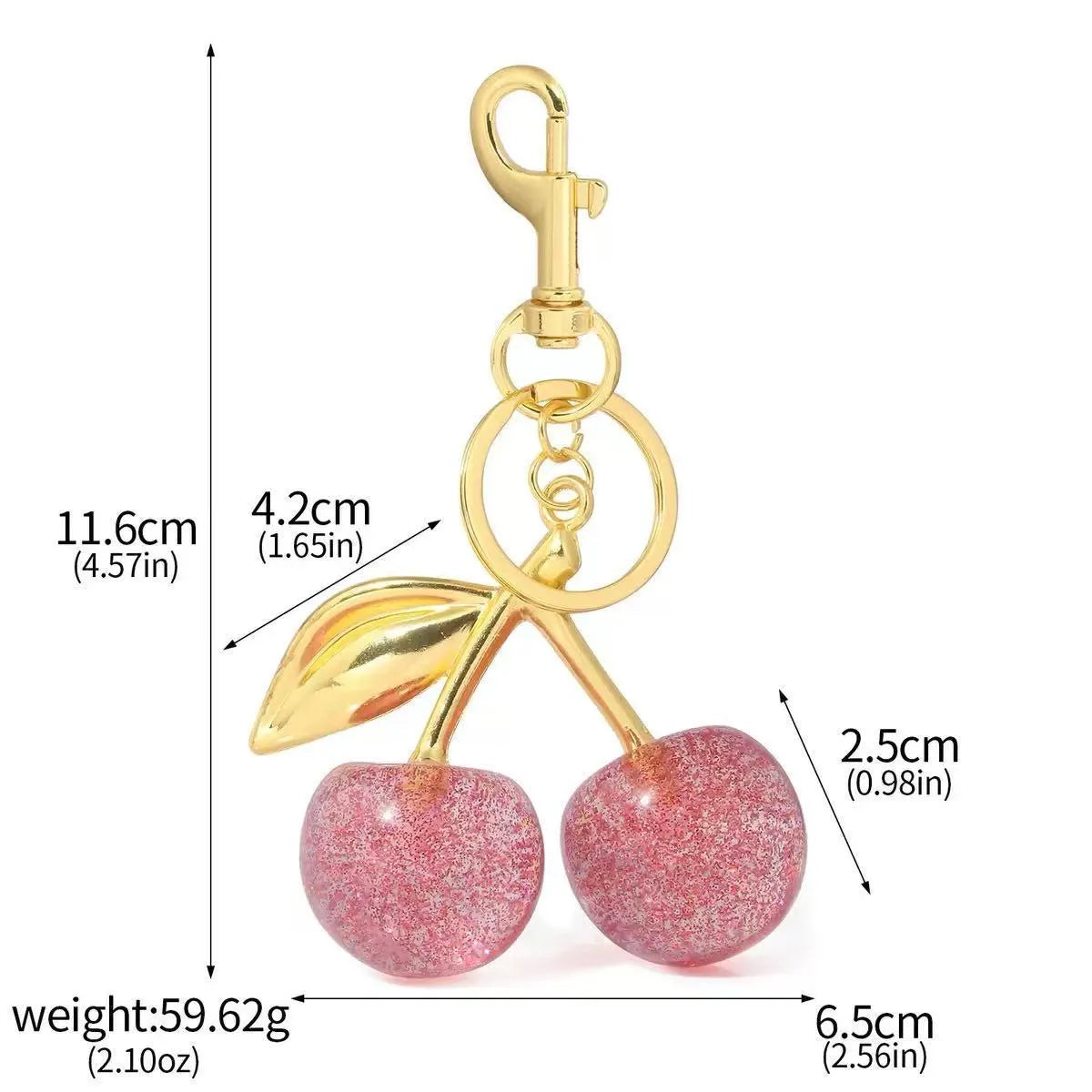 Zinc alloy 3D cherry keychain pendant in red and pink colour options