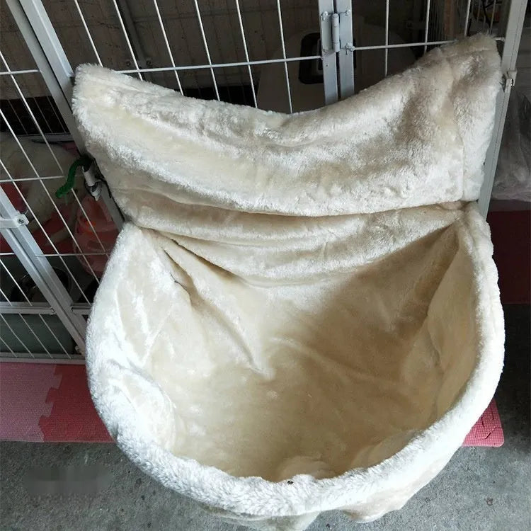 Iron frame cat hammock bed with fleece cloth in cage setting