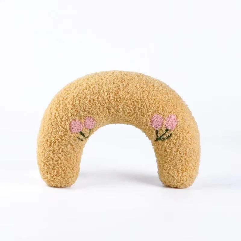 Anti-scratching cervical pillow cat toy in cloth with four colour options: white, pink, khaki, sapphire blue