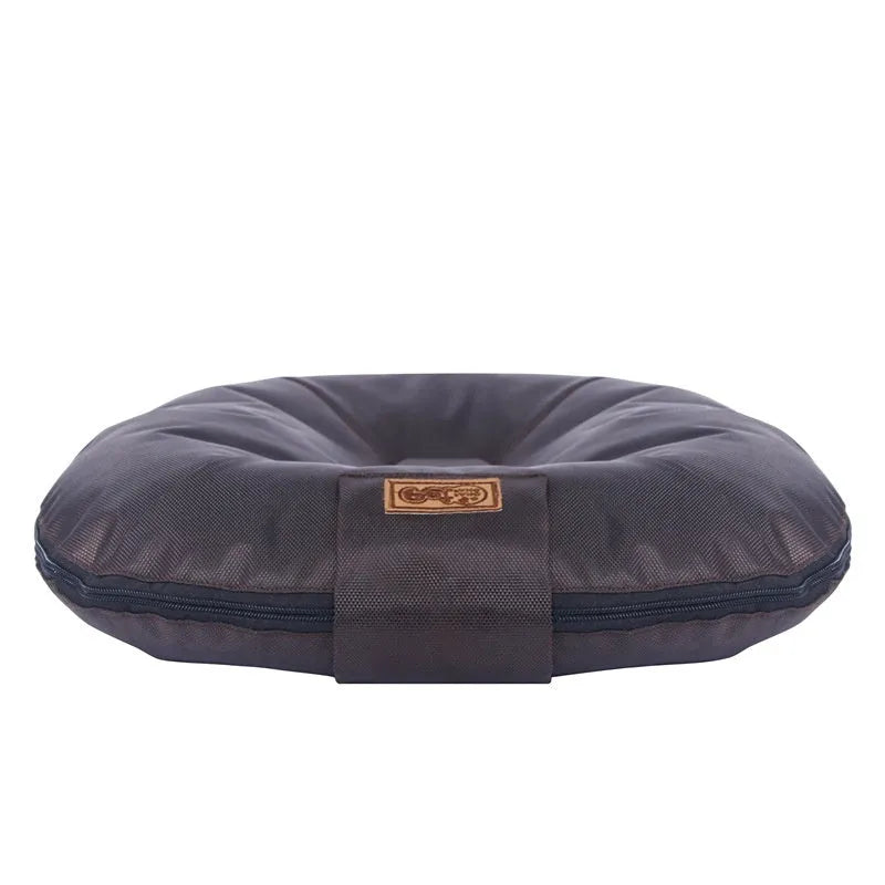 Small S size removable cover dog mattress in black, showing Oxford cloth fabric and PP cotton filling.
