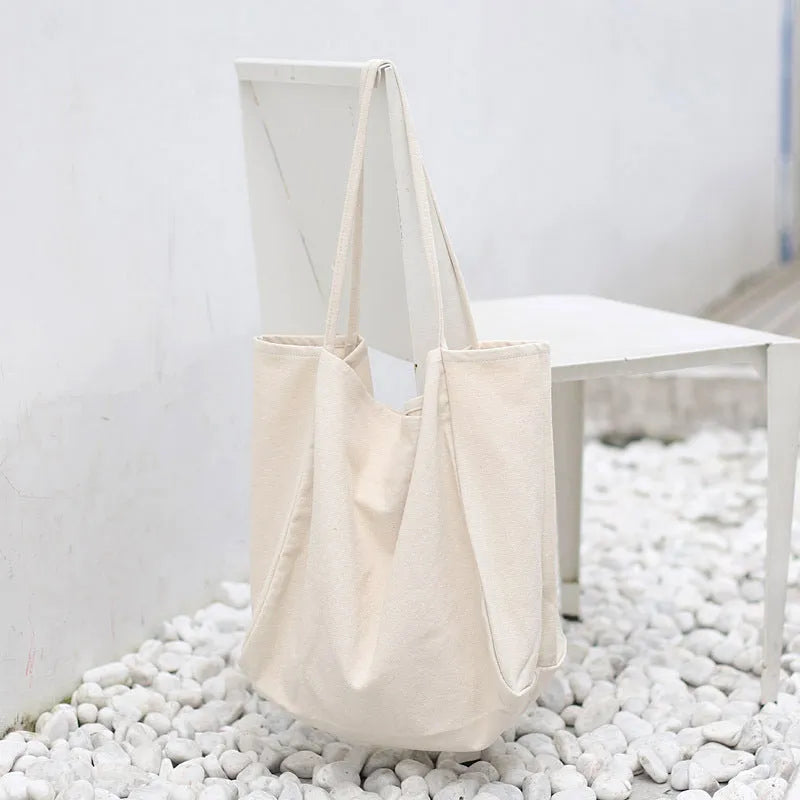 Mori artistic canvas shoulder bag in green black brown or creamy white with double straps and phone pocket