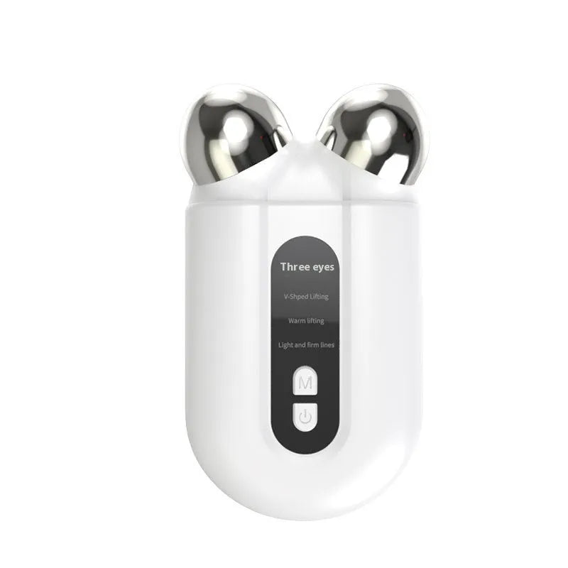 Micro-current beauty instrument facial care device in white and green with ABS alloy plating and 400mAh battery