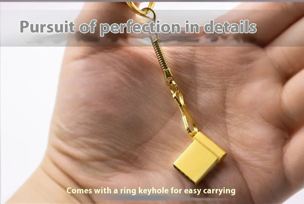 Mini metal USB flash drive, 18mm x 12.6mm x 4.7mm, 3g, USB 2.0, car metal plate design, Gold options