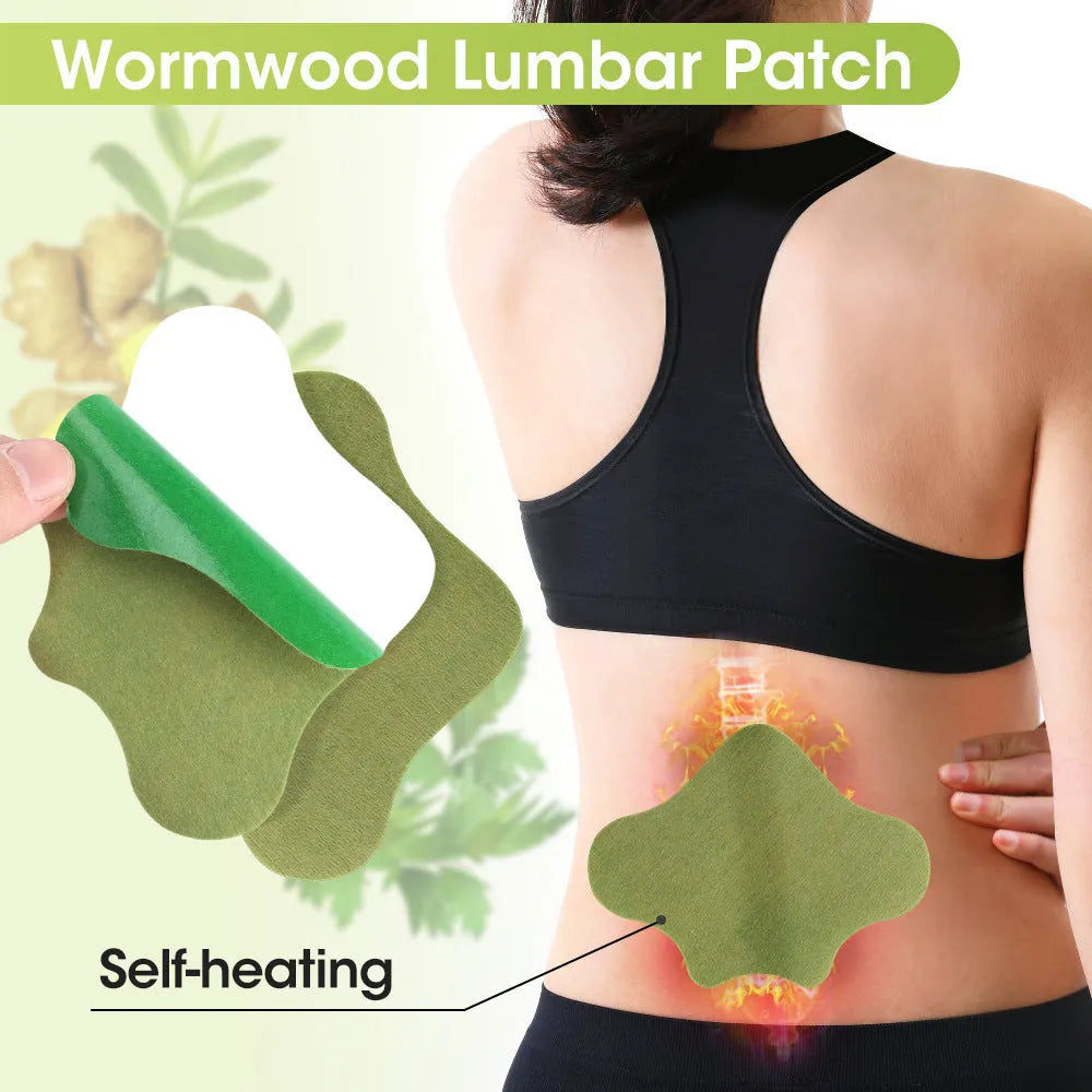 Pack of Chinese Mugwort herbal pain relief patches for knee, back, neck and foot.