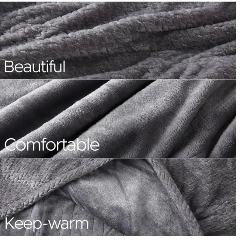 Double multi-function adjustable electric blanket in light grey cotton for bed use