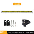 25-inch aluminium car LED strip light with mounting brackets and screws for auxiliary lighting