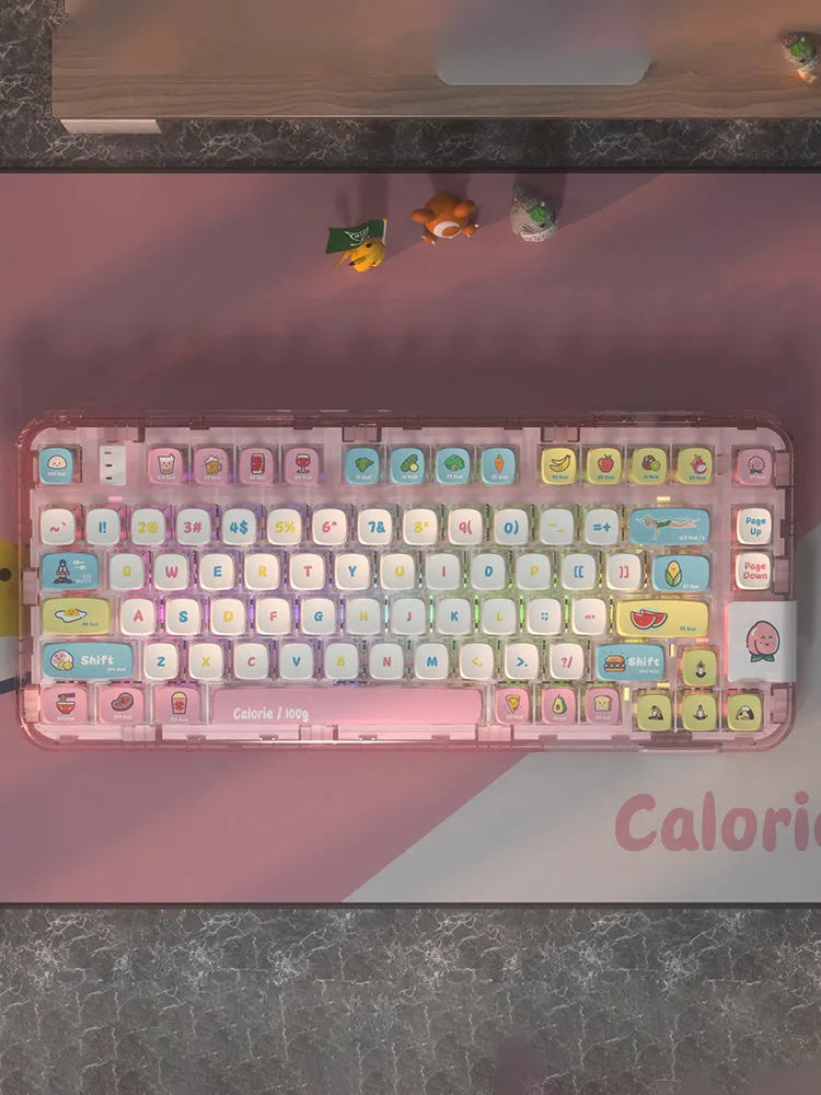 PIIFOX PF-06 transparent resin keycap set with thermal sublimation legends, Calories colour, 117 keys