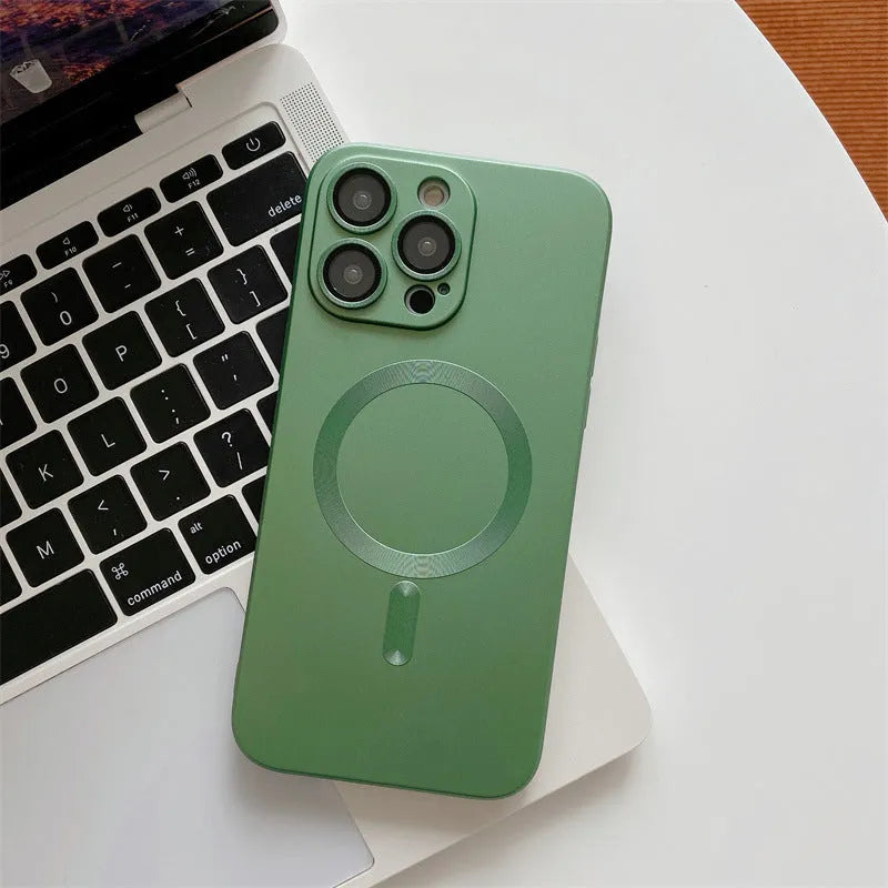 iPhone aluminium alloy frame protective case with magnetic suction in dark purple colour
