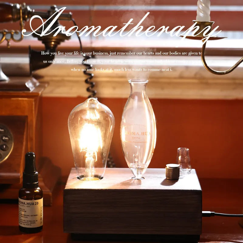 Glass column smart waterless aroma diffuser with ambience light, plug-in, button operation, 0.5L reservoir