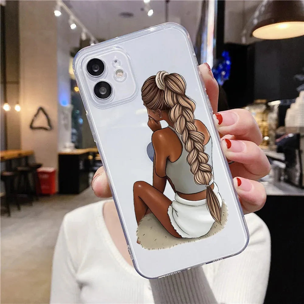 Fashion bikini girl iPhone case with braided design, soft TPU shell, fall protection, painted finish.