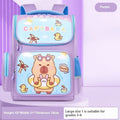 Capabala large capacity primary school bag with cartoon print, waterproof fabric, and air pillow belt in brown, blue, pink, or purple