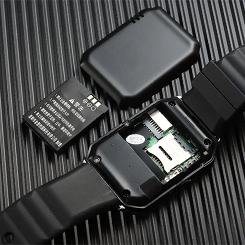 Smart watch with Bluetooth calling, 1.44 inch touch screen, black strap, on wrist showing call interface