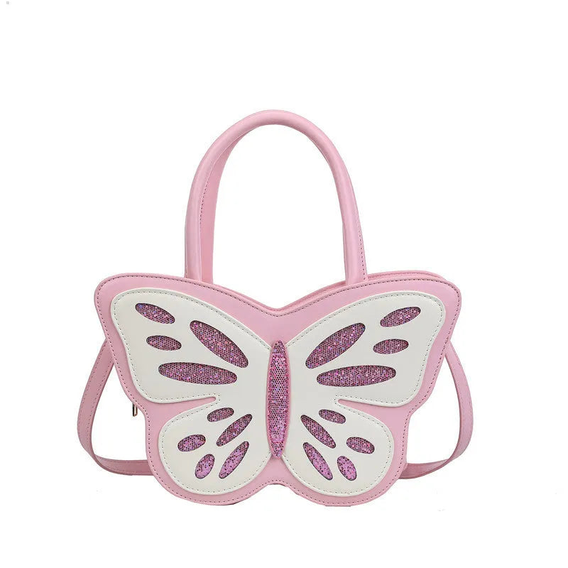 Women's square crossbody bag in PU leather with contrast detailing, shown in black, blue, pink, and white colour options