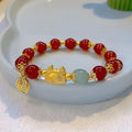 Women's ice crack floral glazed bracelet with animal zodiac modelling in classic style