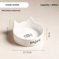 Porcelain cat bowl with wooden frame featuring cat paw pattern in pink colour