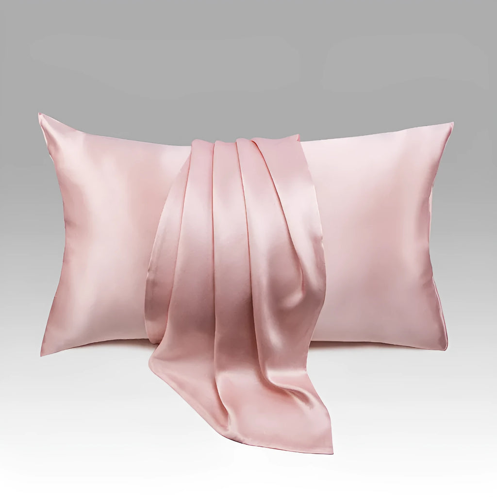 Mulberry silk envelope pillowcase in solid colour with modern simple design showing size options