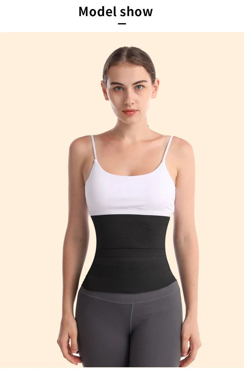 Women's free size waist trainer exercise belt shown in 10cm width with multiple length options.