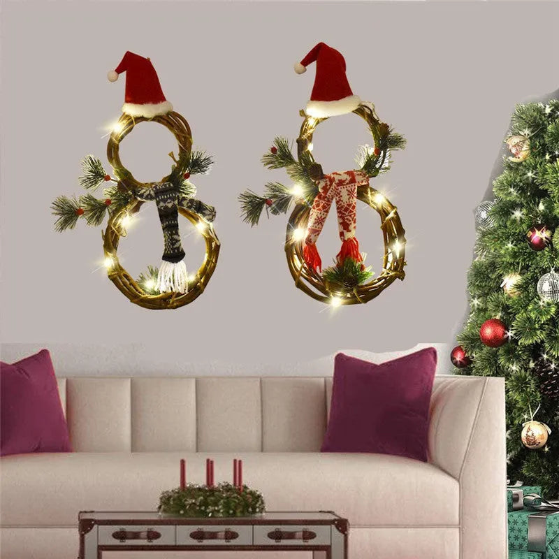 Handcrafted Christmas wreath made of natural pine needles in circular vine shape, red colour option