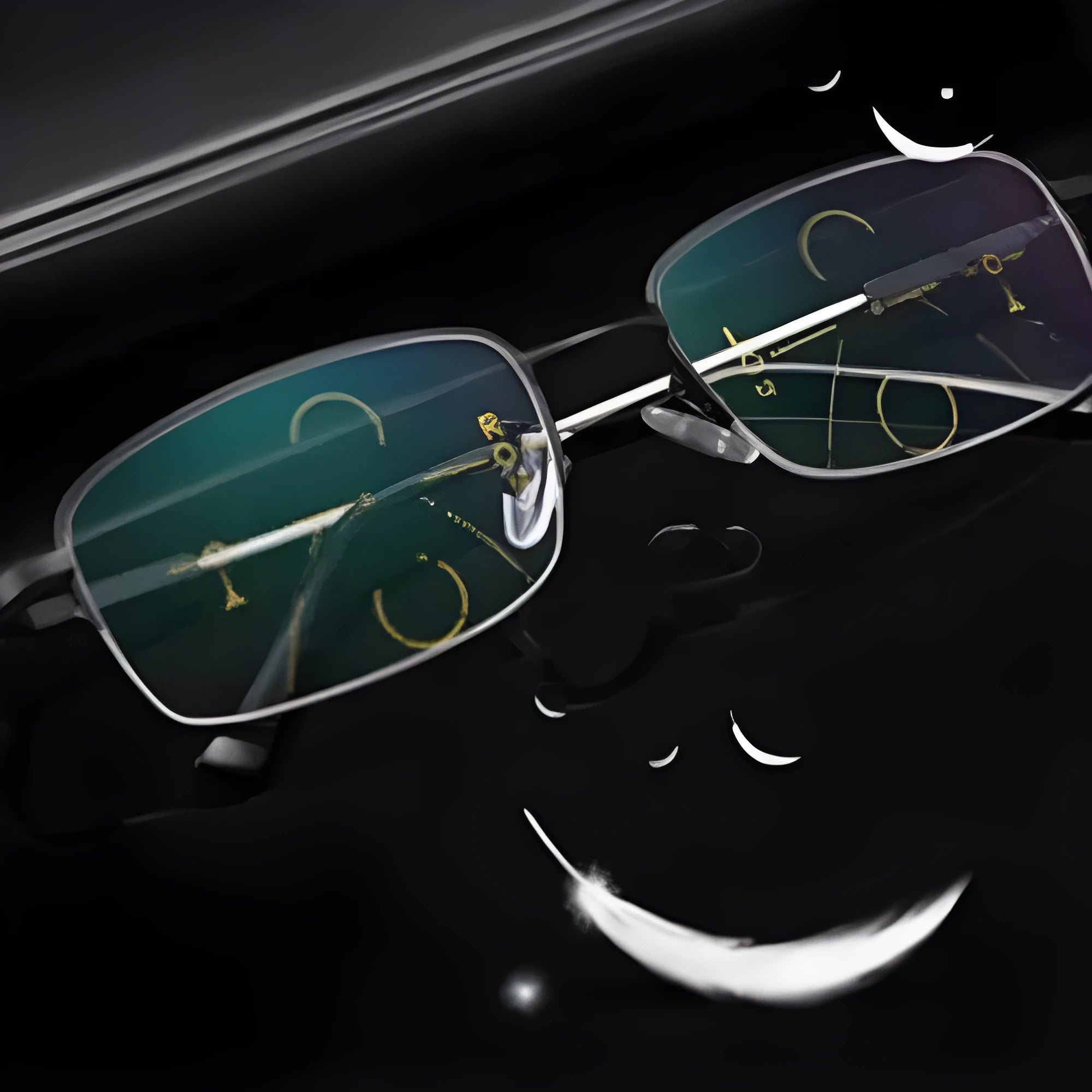 Men's dual-use clip-on presbyopia glasses with metal frame in black and gold
