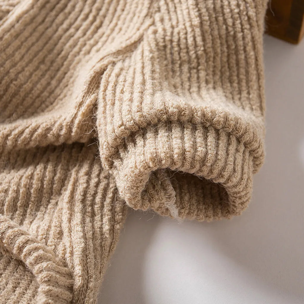 Brown cloth dog sweater pullover for small breeds on model dog