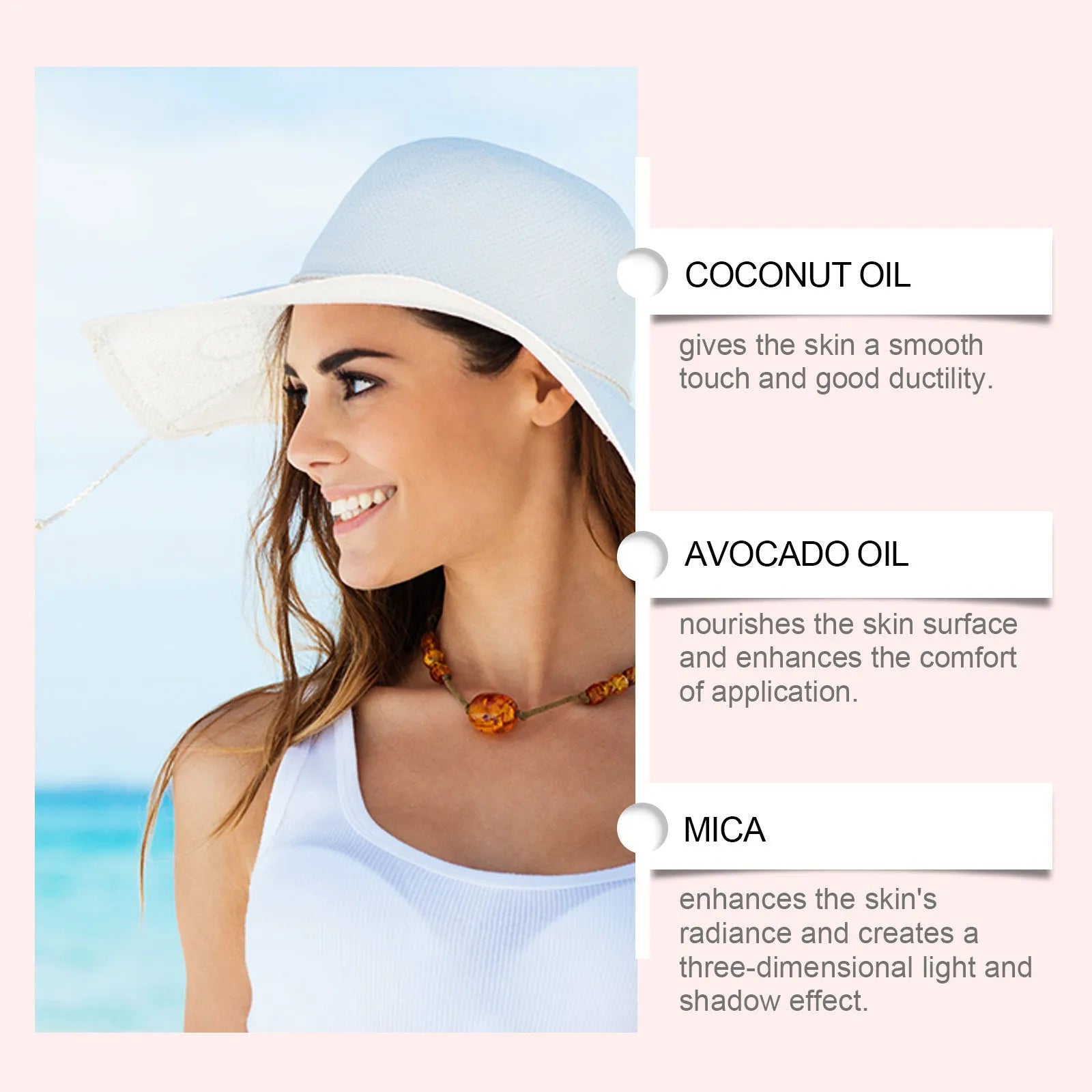 100ml bottle of SPF moisturising body oil with coconut oil and avocado oil