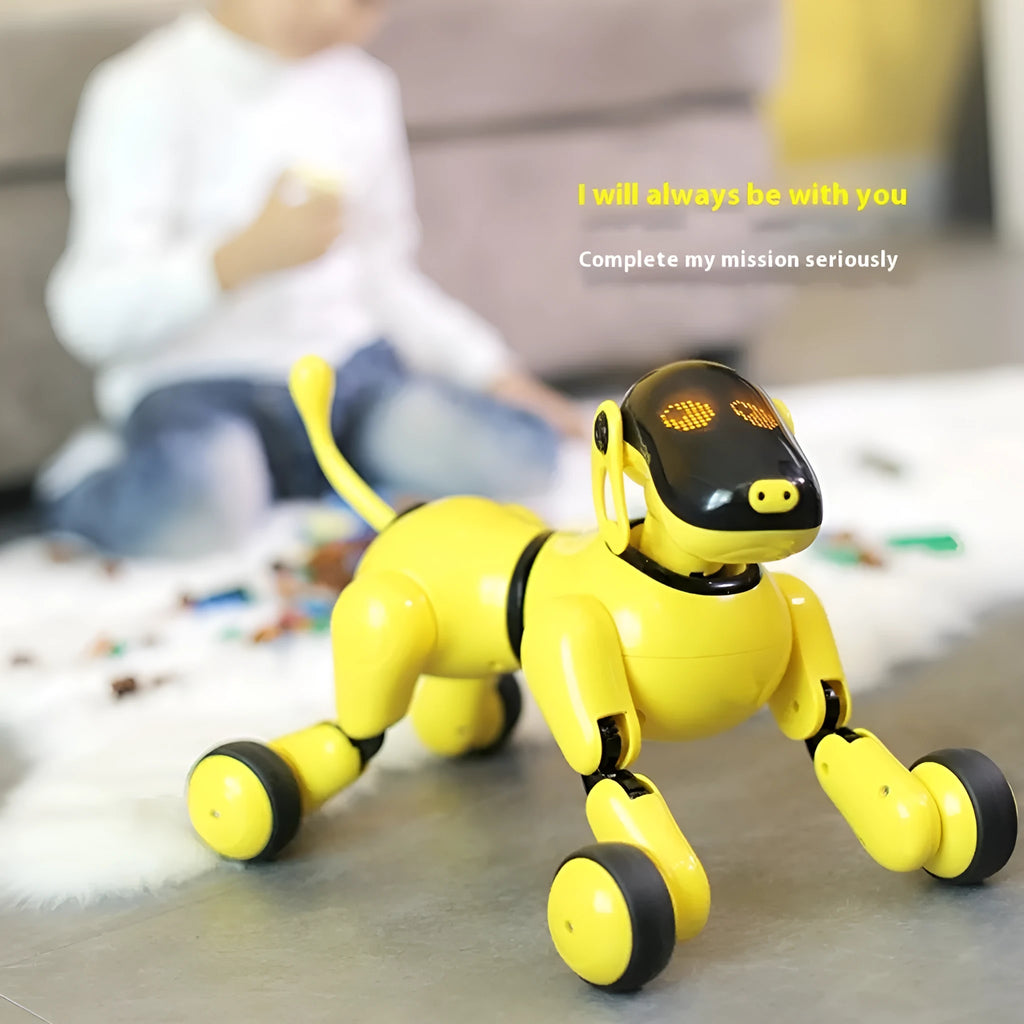 Interactive robot dog toy with ABS body, voice touch APP control, and Bluetooth connection