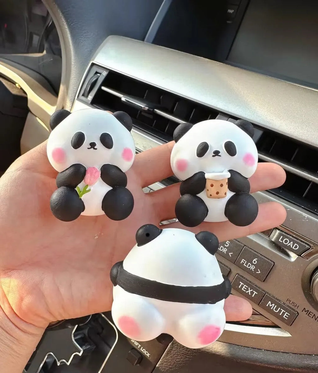 Cute panda car air freshener decoration on vehicle vent with three design options