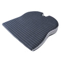 Memory foam car cushion with fixed strap attachment in black, grey, or creamy white