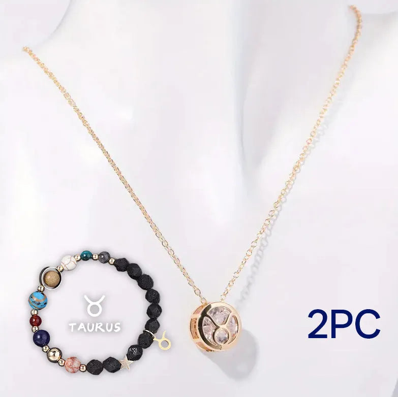 Natural stone beaded necklace and matching bracelet jewellery set in coordinated style