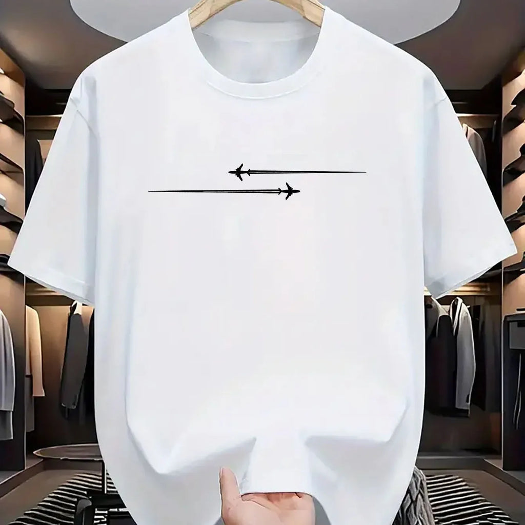 Cartoon printed loose fit T-shirt in cotton blend fabric showing round neck and short sleeves