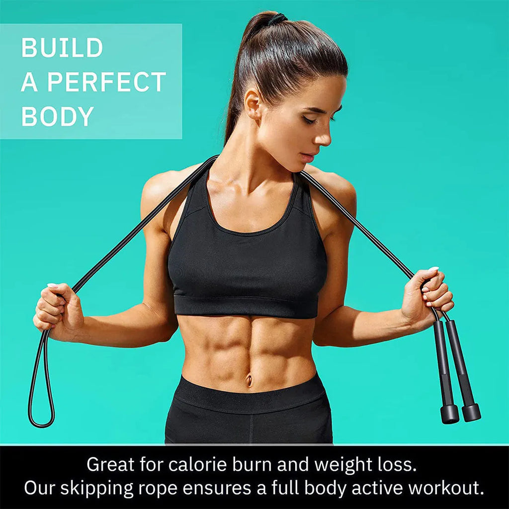 Children's black skipping rope with 2.8m specification, PP material, PVC fitness rope for running sports and training