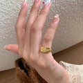 Ancient Faralis Hexagram Point Diamond Ring open mouth adjustable copper ring in gold geometric Korean style
