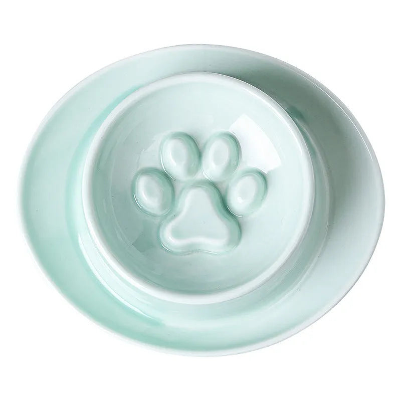 Ceramic anti-choking slow feed pet bowl for cats and dogs in three colour options