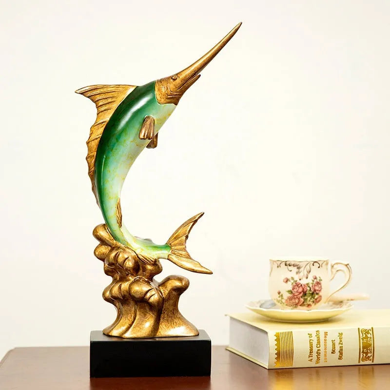 European swordfish decorative craft in resin and plastic material with colour options