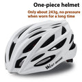 White bicycle helmet with integrated molding construction on display, size 54-62cm, PC and EPS materials