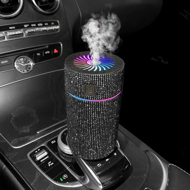 Car mounted USB air purifier humidifier in diamond finish colours