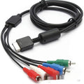 Black 1.8m component AV cable for PS2 PS3 with nickel-plated red green blue and audio connectors