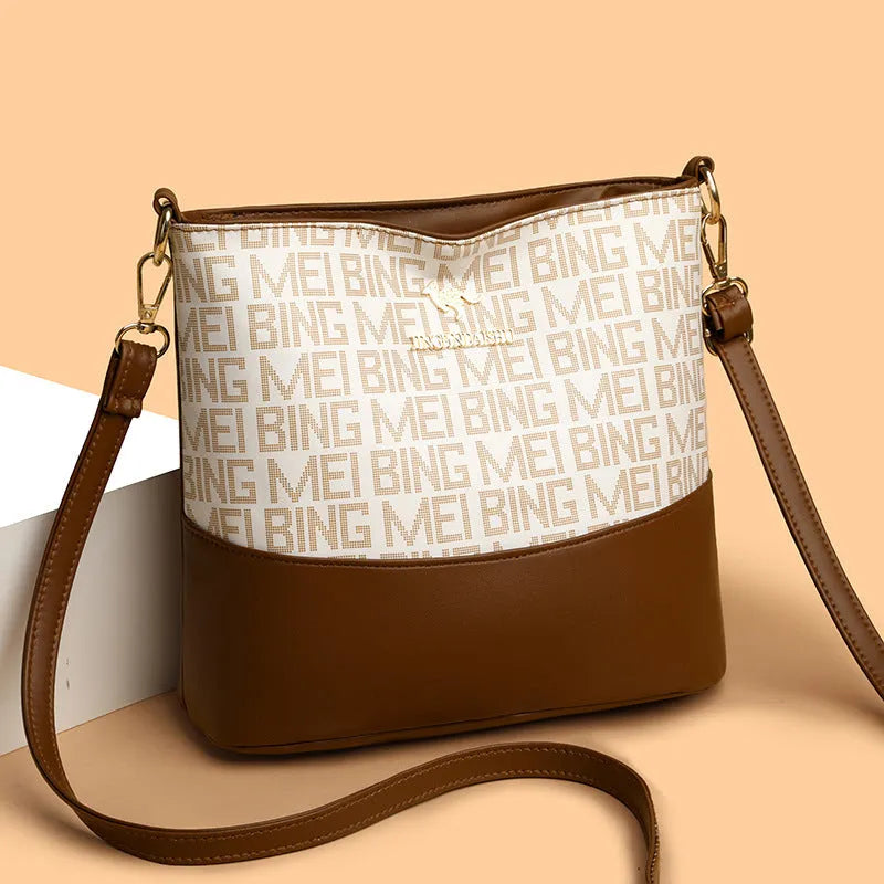 Brown retro messenger bag with multiple compartments and urban simplicity style