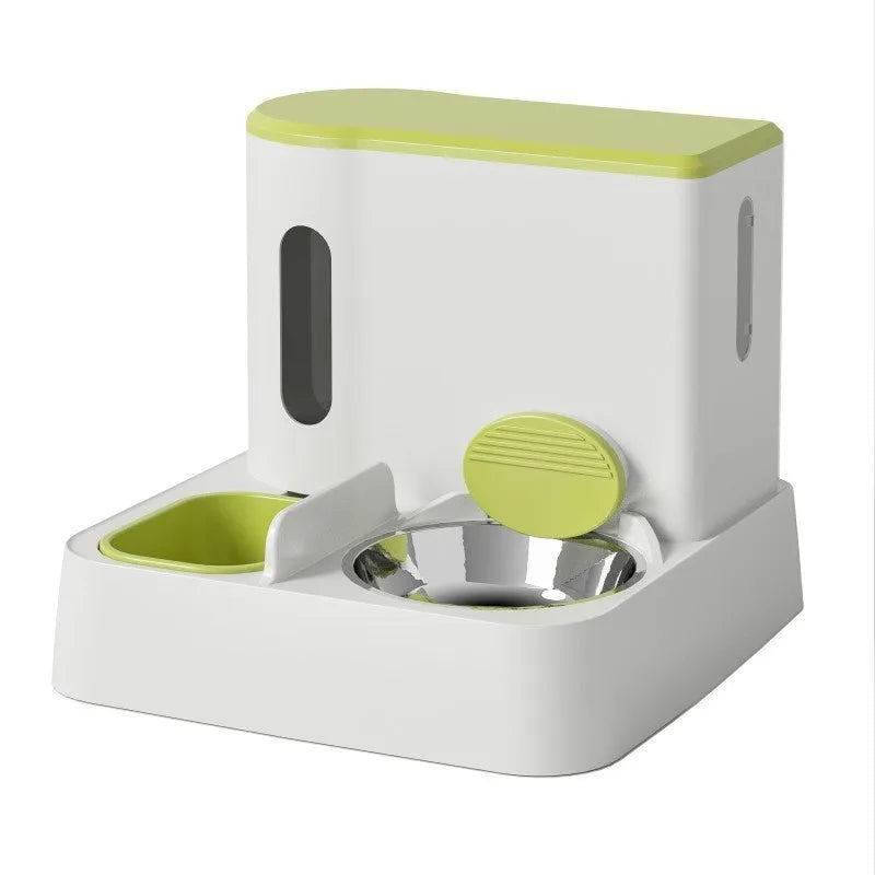Automatic cat feeder and water dispenser station with double bowl design