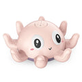 Blue automatic water spray octopus bath toy with flashing lights for children's bath time