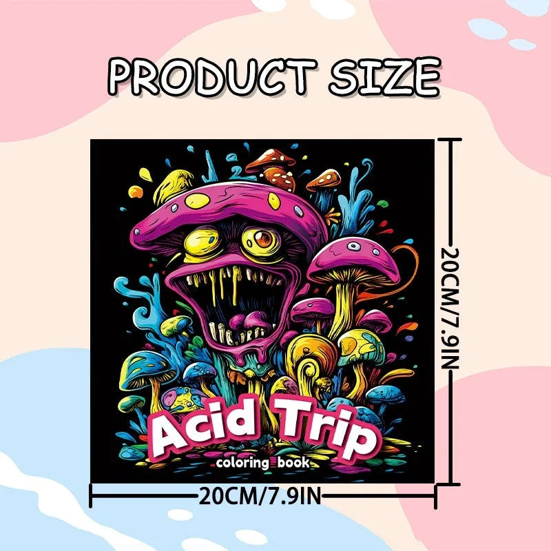 Acid tour colour creative painting book measuring 200mm in length with paper pages