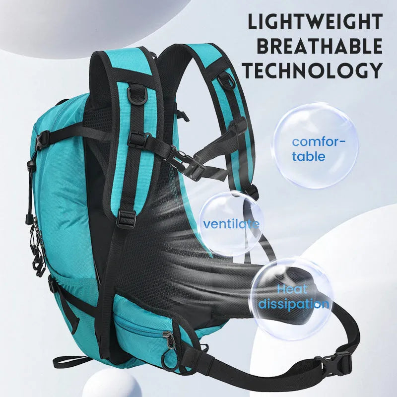 Solid-colour waterproof Oxford hiking backpack with straps and a curved back panel, shown in a choice of colours.