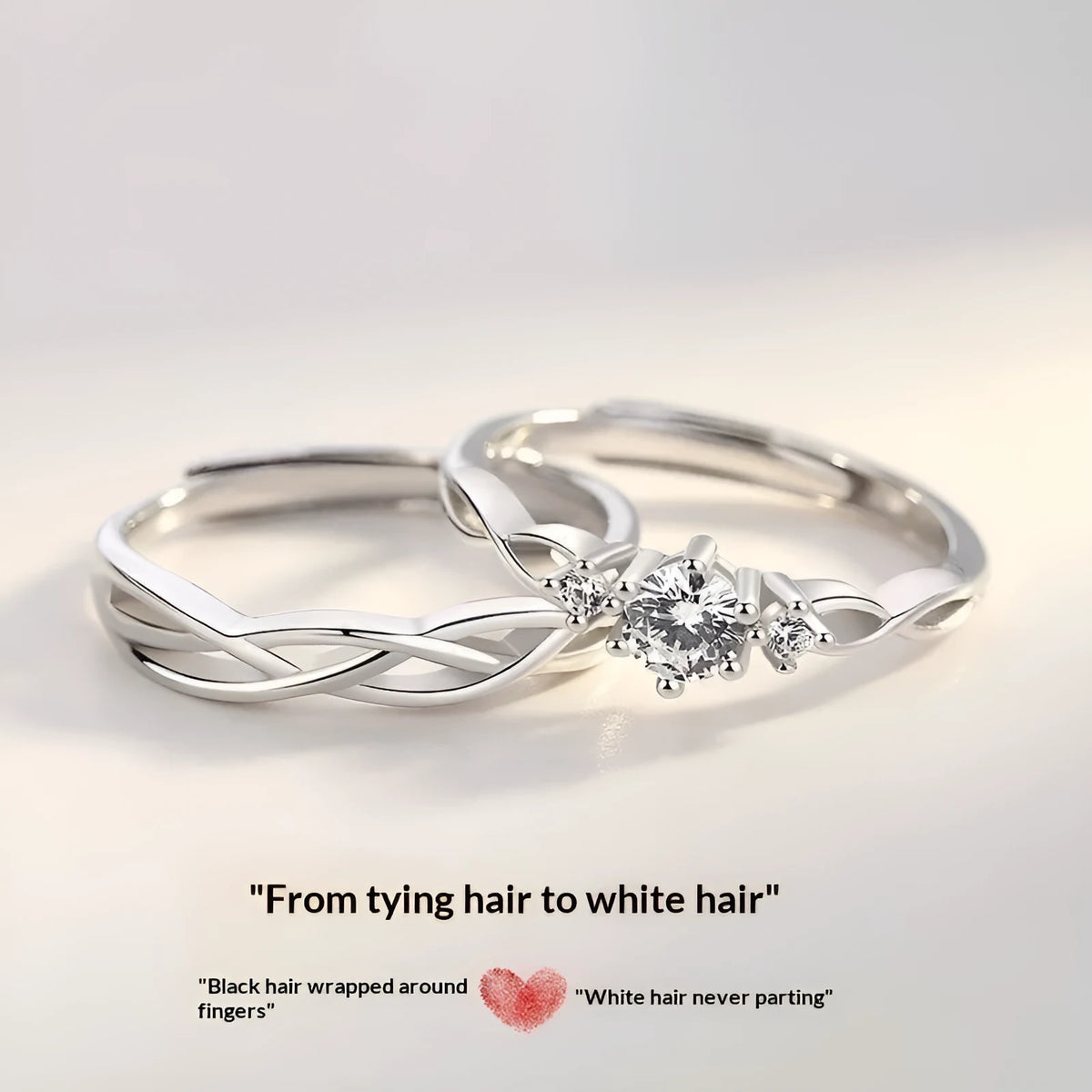 Couple's ring in zinc alloy with electroplating, shown in heart, leaf, U-shape, or geometric shape for men or women.
